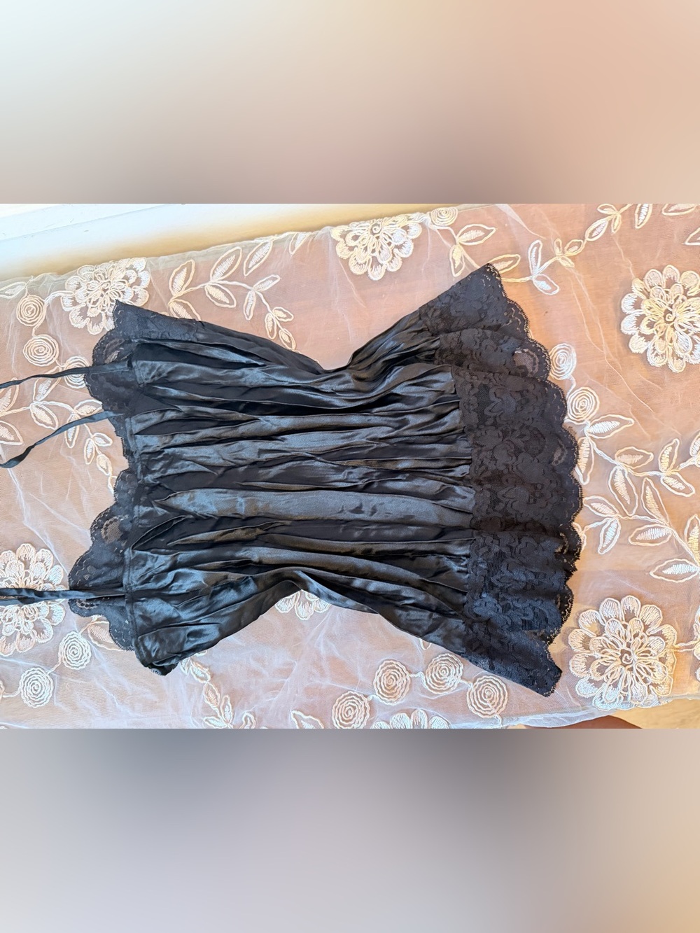 Wet Seal Black Satin Lace Cami Top
